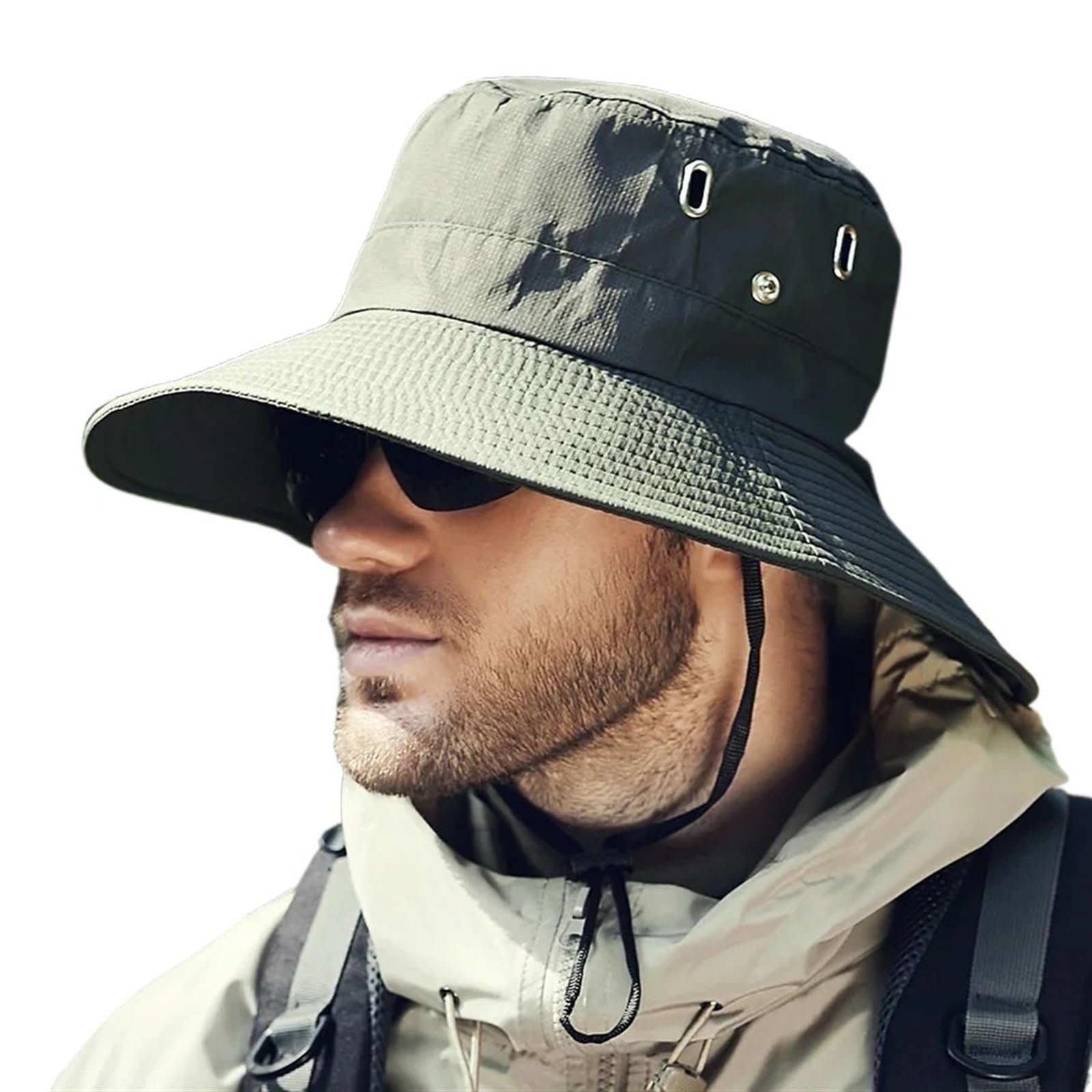 TRRYUIP Bucket Hat Summer Bucket Hat For Men Fisherman Cap Fishing Outdoor Sunshade Big Brim Sunscreen Riding Hiking Suncreen Sunhat(Green)