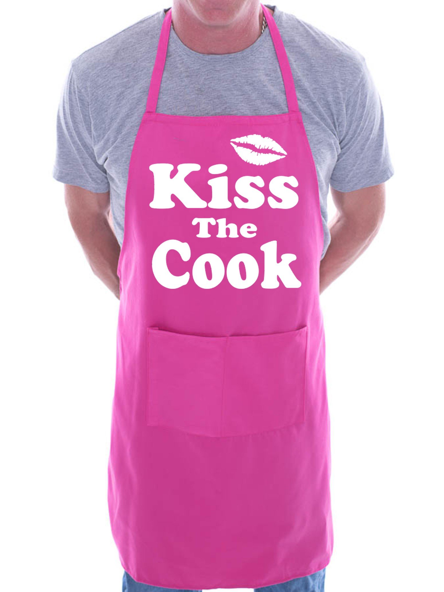 Print4U Kiss The Cook Novelty Cooking Funny Unisex Apron Pink