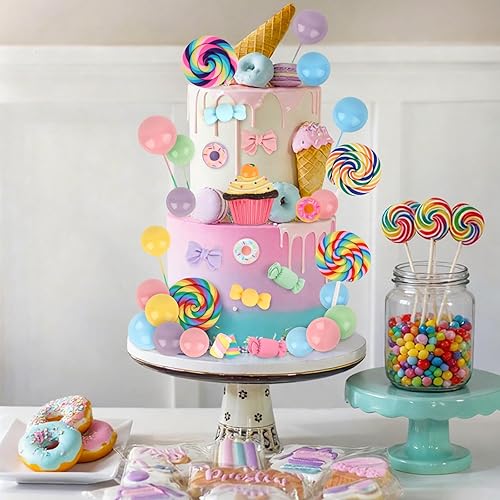 Miniatura 95 de Hooqict 26 piezas de decoraciones de pasteles de los años 80 y 90, decoraciones retro de los años 80 de hip hop con bolas de purpurina para cupcakes