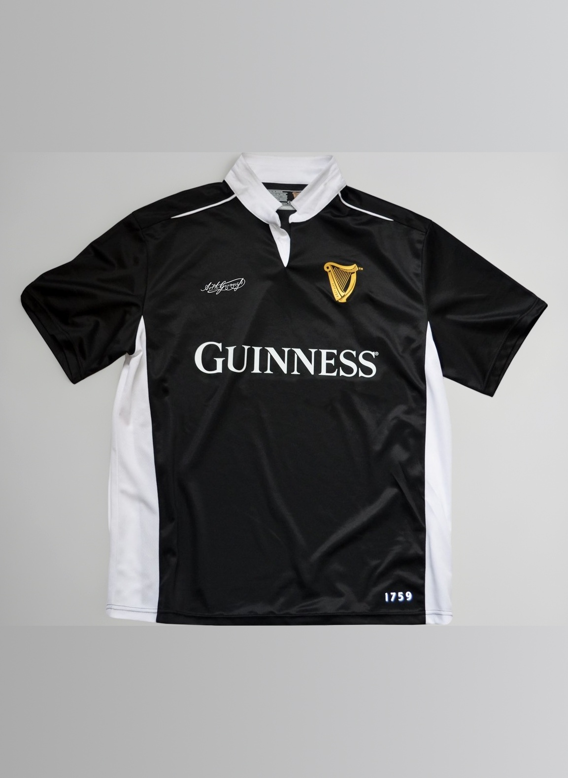 Guinness Black/White Performance Short Sleeve Rugby Shirt