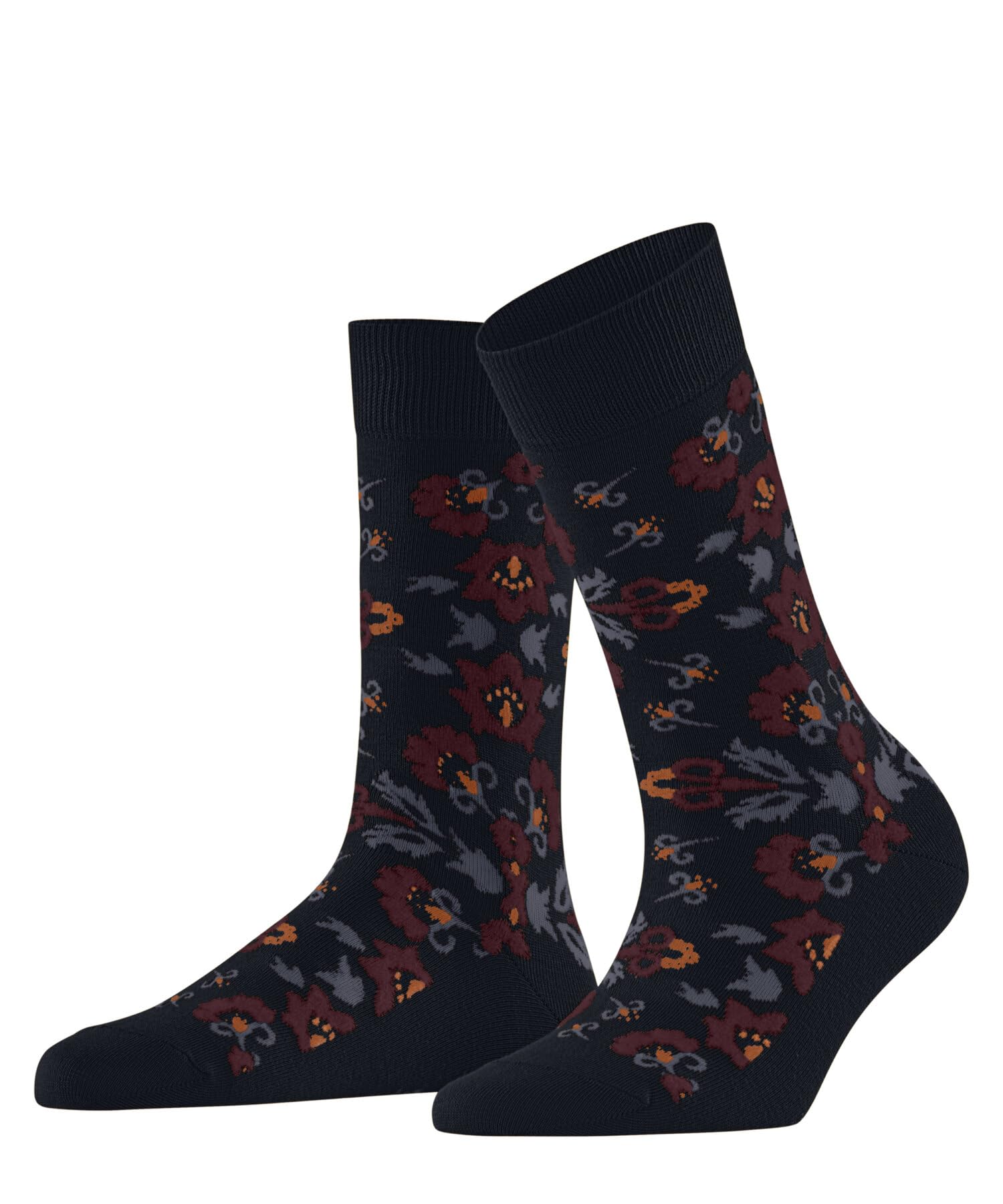 Burlington Women's Velvet Blooms W So Cotton Viscose Patterned 1 Pair Socks, Blue Marine 6120, 3.5-7