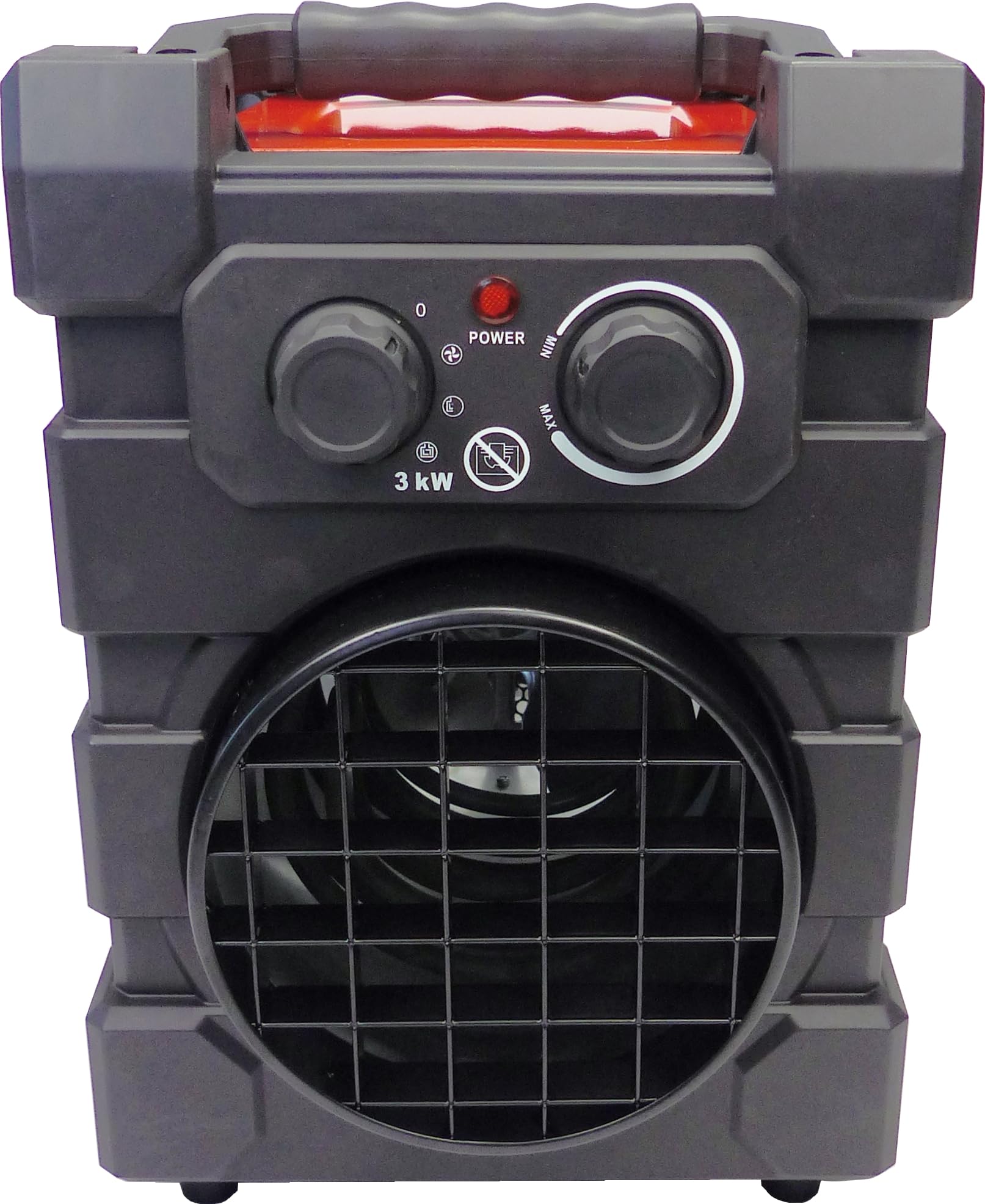 Aktobis WDH-BGP03Pro Riscaldatore elettrico professionale | 3 kW, IP24 | Termoventilatore industriale, protezione dagli spruzzi d'acqua, trasportabile | per cantieri, officine, capannoni industriali