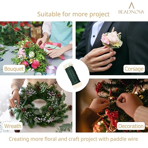 Miniatura 7 de Beadnova - Alambre floral de 38 yardas de calibre 22, alambre de paleta para hacer coronas, manualidades, arreglos florales, guirnaldas