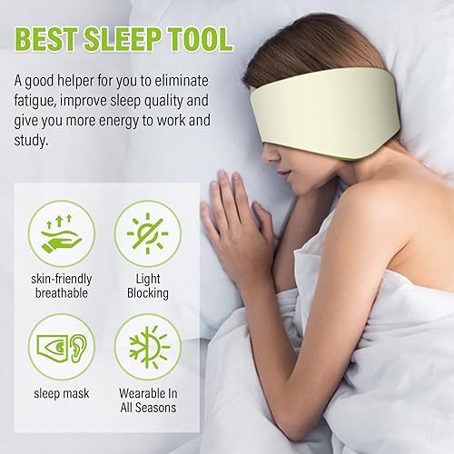 Miniatura 10 de Máscara para dormir, antifaz para dormir con la cabeza, ajustable, orejeras para dormir, calentadores de oídos para hombres y mujeres, 2 en 1