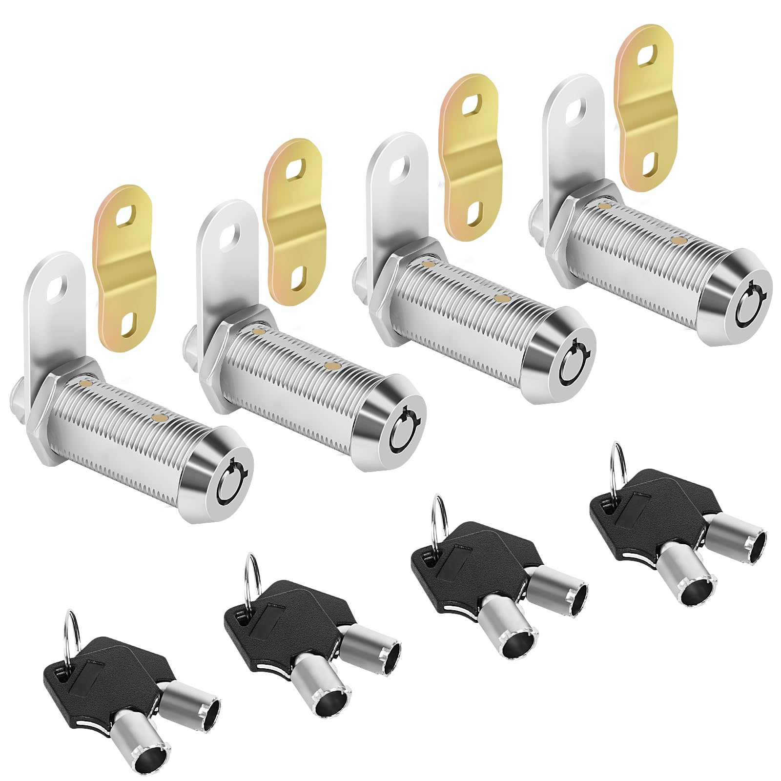 Cam Lock RV 1-1/2" Locks for Storage Door RV Compartment Keyed Alike,Trailer Replacement Set with Keys, Chrome Finish (4, 1-1/2 Inch)