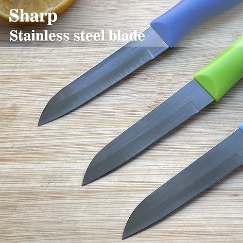 Miniatura 4 de Cuchillos de pelar clásicos con borde recto, juego de 6 cuchillos de pelar de color de punta de lanza para frutas y verduras, cuchillos de cocina