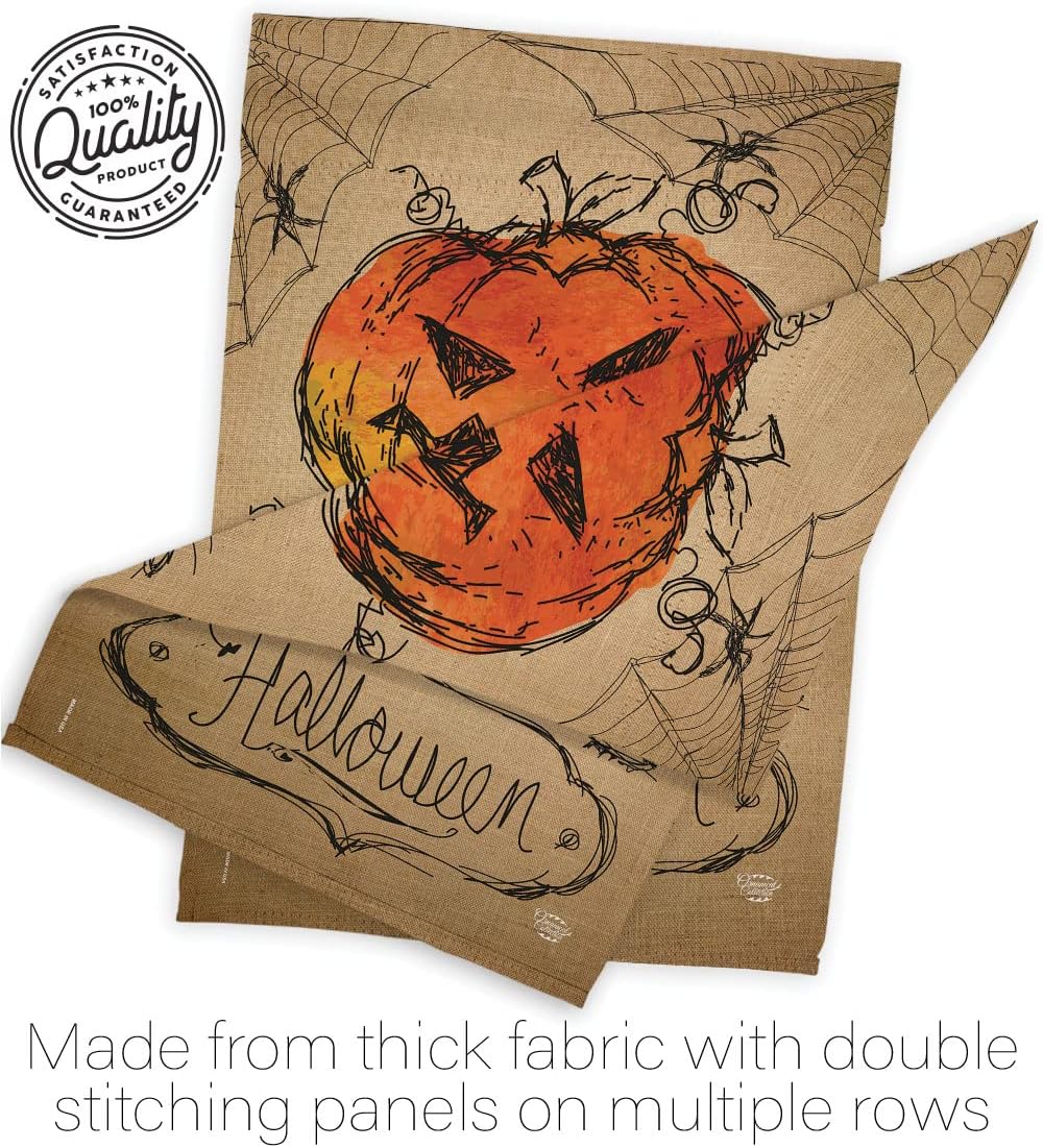 Happy Halloween Garden Flag - Set Wall Hanger Fall Witch Trick or Treat Spooky Night Black Cat Season Autumntime Pumpkin - House Decoration Banner Small Yard Gift Double-Sided Made In USA 13 X 18.5