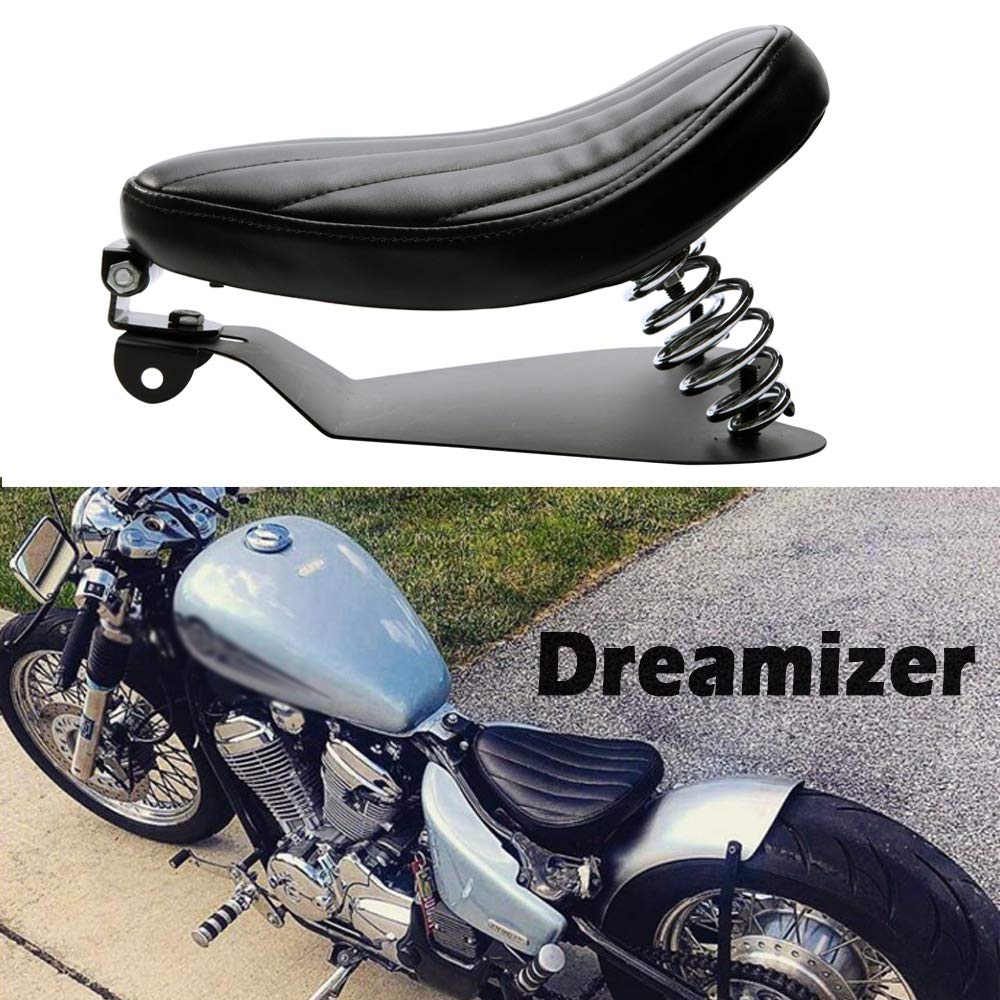 DREAMIZER Asiento Bobber de Motocicleta Gruesa Negro, Asiento Moto Solo para Sportster XL883 1200 Cross Bones Dyna Chopper Custom