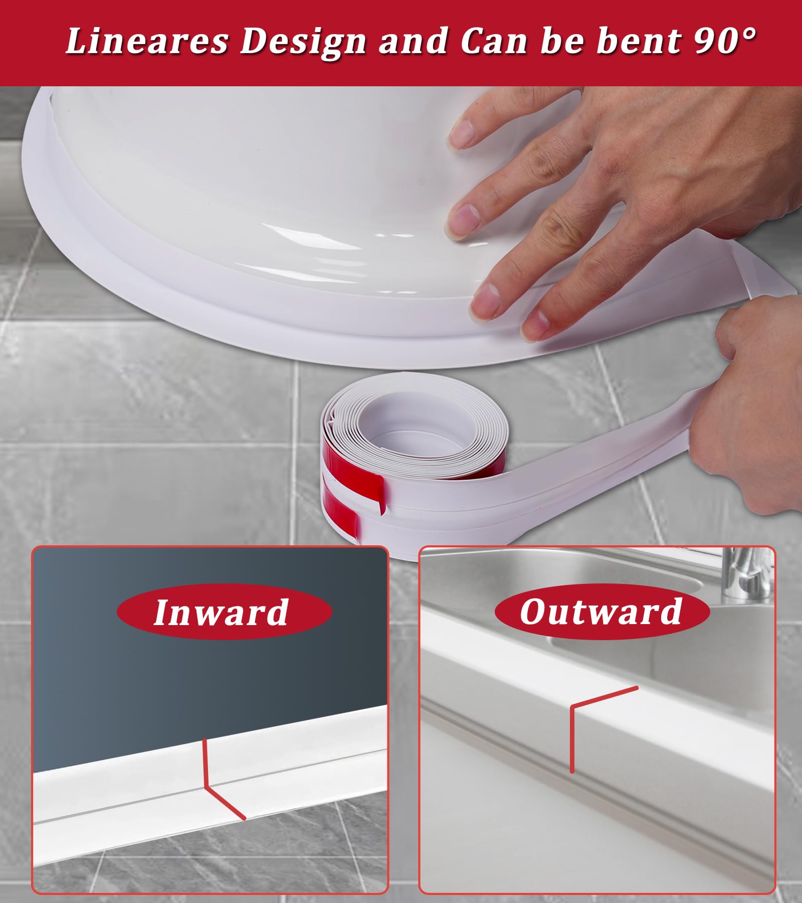 Joint Silicone Blanc Salle De Bain, Joint Salle De Baignoire Ruban Etancheite Anti Moisissure Et Impermeable Ruban Adhesif Doux Adapte A Cuisi 97144464