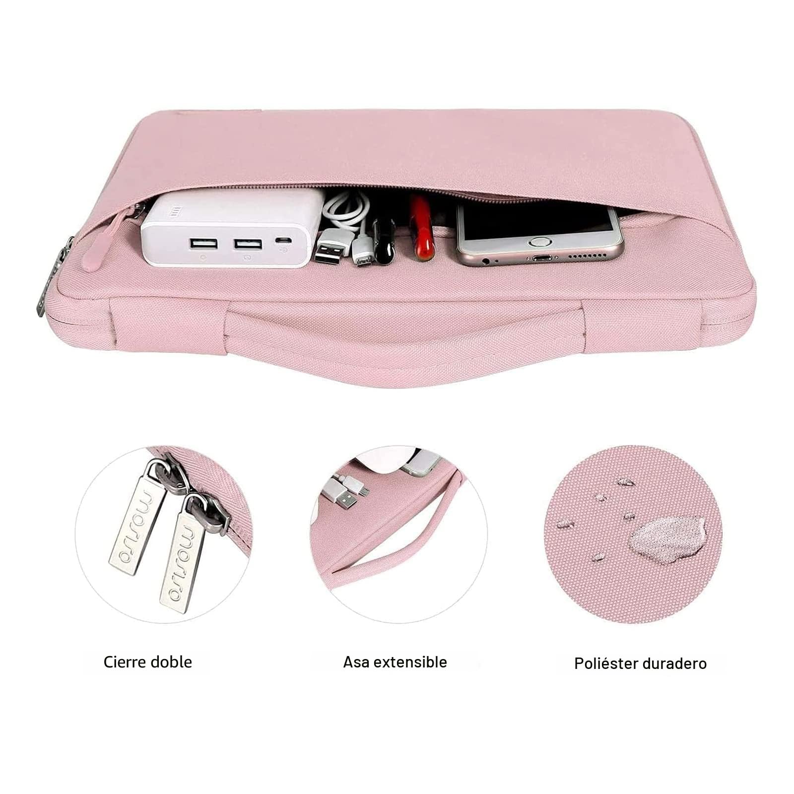 MOSISO Funda Compatible con MacBook Air 13 Pulgadas M5 M4 M3 M2 2026 2025-2022 A3449 A3240 A3113 A2681,Carcasa para MacBook Air 13,6&Bolsa Manga&Tapa Teclado&Webcam&Protector Pantalla,Bebé Rosa