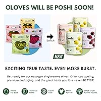 Vista 4 de Poshi Olives + Veggies Variedad de aceitunas enteras sin hueso de 4 sabores Poshi 4 sabores Vegano, Kosher, sin gluten + Snacks saludables