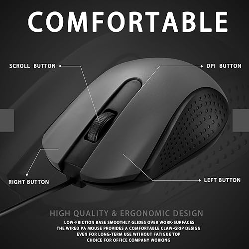 Miniatura 10 de 30 piezas de mouse con cable USB, mouse de 3 botones, mouse USB a granel para PC, escritorio, laptop, computadora, oficina, escuela, suministros