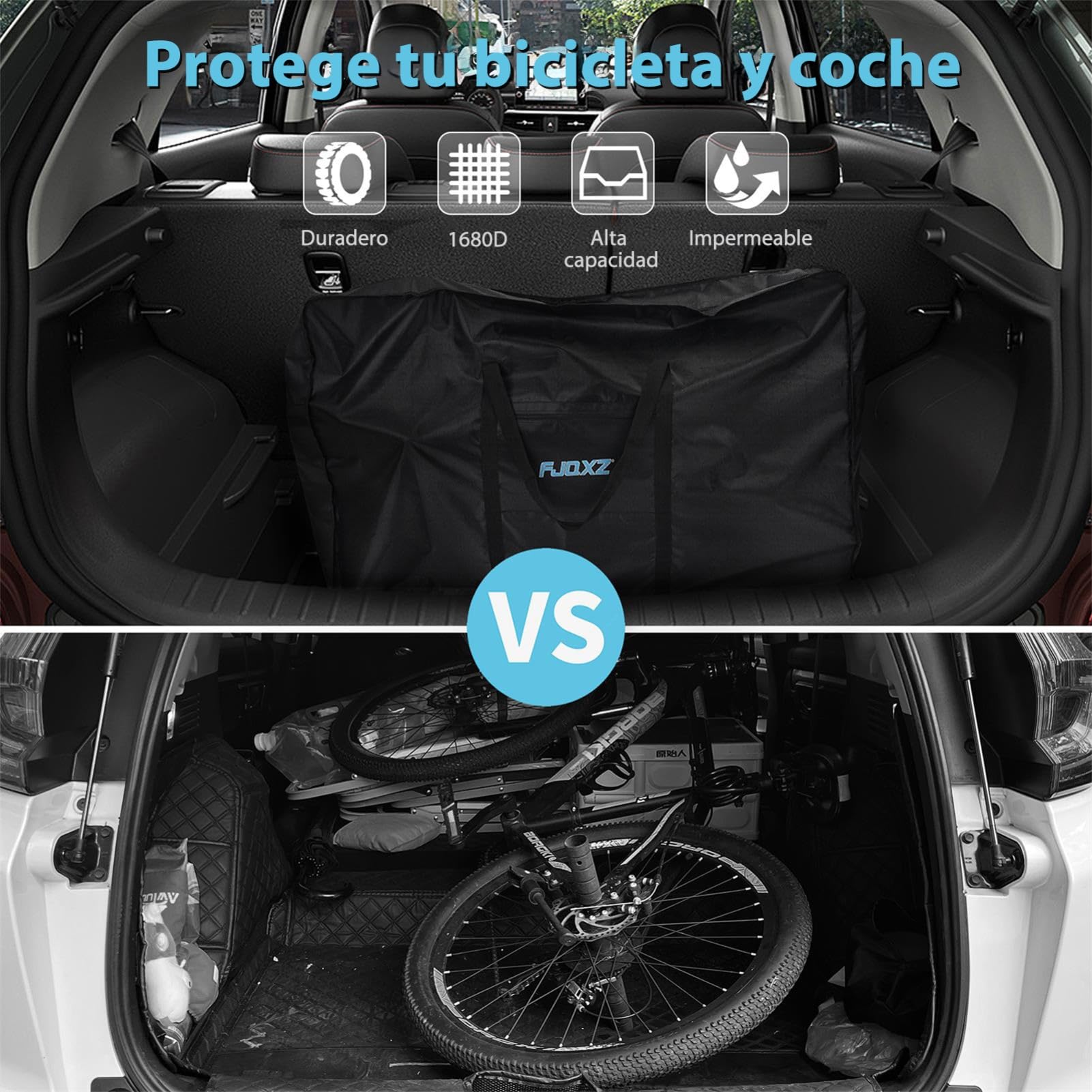 Bolsa de Almacenamiento para 26" Impermeable Bolsa Transporte Bicicleta 1680D Oxford Bolsa de Viaje Plegable de Bicicleta para Avión, Viajes en Tren