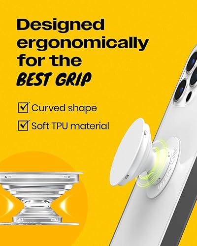 Miniatura 4 de OnTheGrip - Soporte plegable multifuncional con diseño de flor de margarita transparente para teléfono móvil, tableta, accesorio de teléfono celular