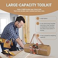 Vista 6 de 18-Inch Tool Bag Organizer (2-Pack)- Heavy-Duty 1680D Oxford Fabric with Reinforced Handles & Large Zipper.Portable Soft Tool Bag for Garage