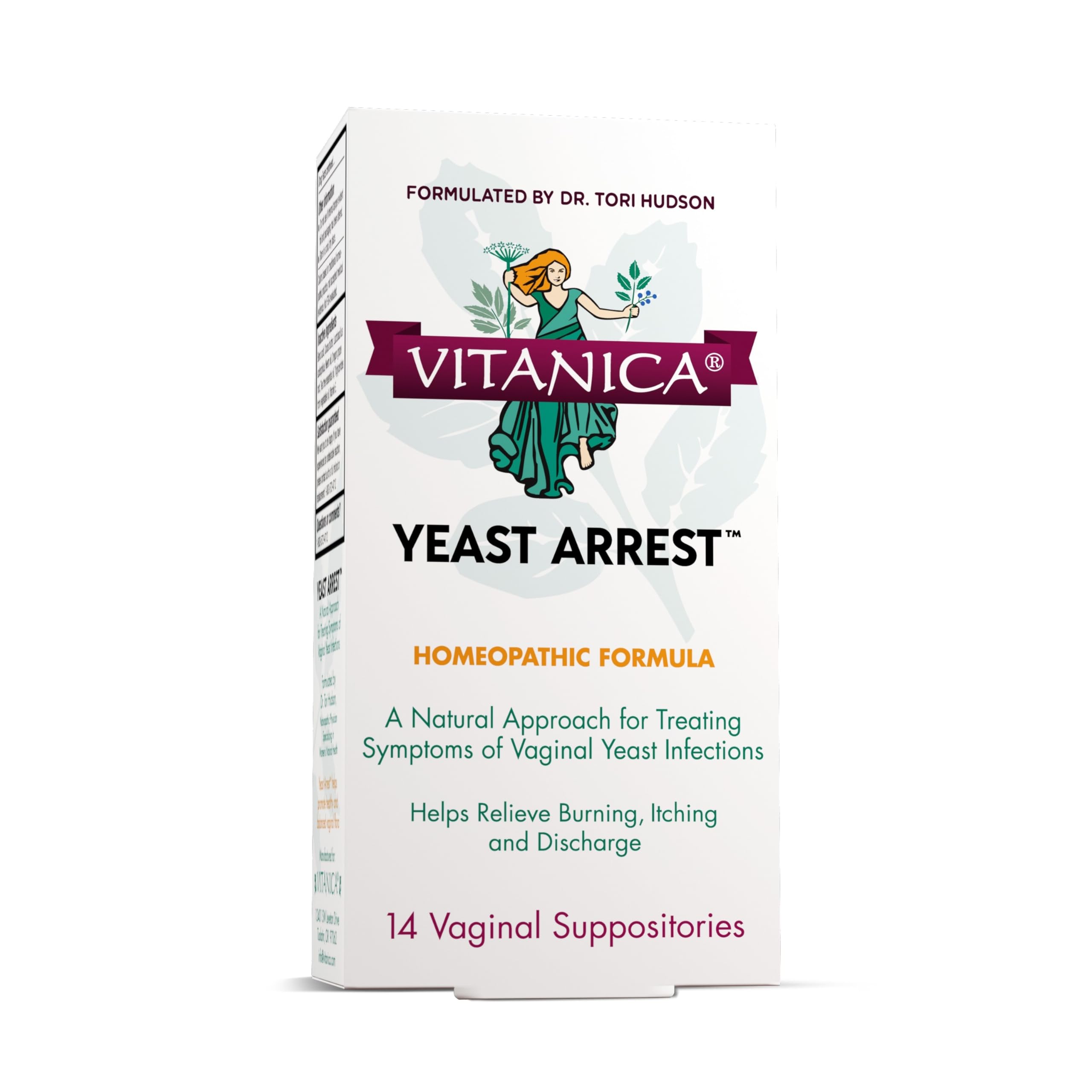 Vitanica Yeast Arrest, Homeopathic Suppositories, 14 Vaginal Suppositories