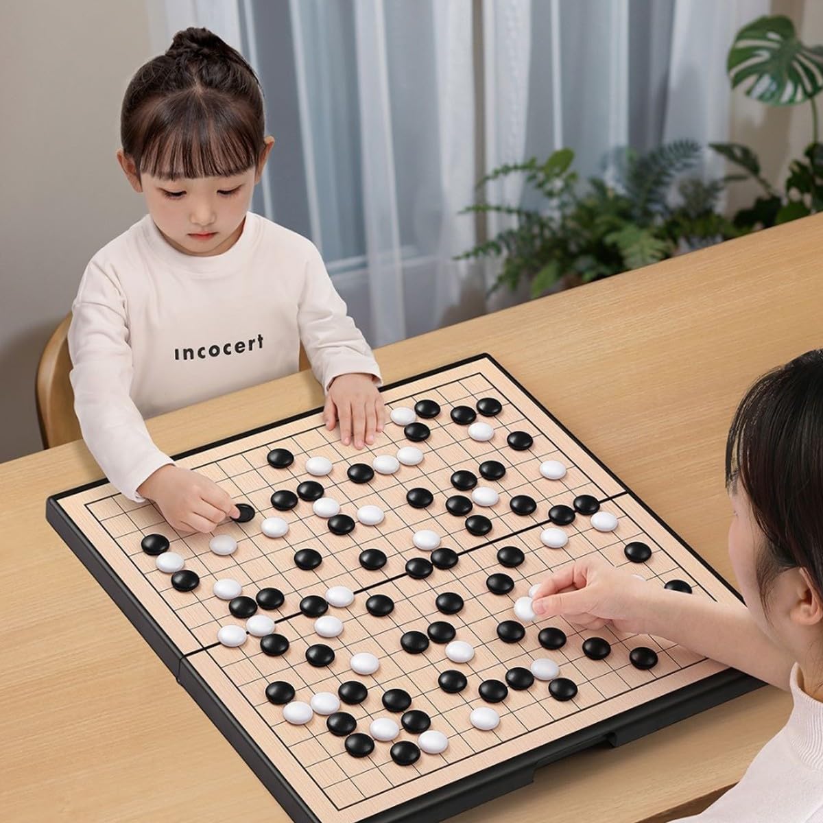 Jeu d'échecs Go avec Plateau magnétique Pliable, léger et étanche, idéal comme Cadeau pour Les Amateurs de Jeux(Yellow,A)