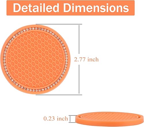 Miniatura 2 de JUSTTOP - Paquete de 2 portavasos para automóvil, diseño universal, antideslizante, con brillantes diamantes de imitación, soporte para tazas,