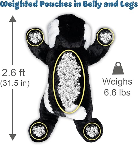 Miniatura 2 de Animal de peluche con peso  6.6 libras  Extra grande 31.5 pulgadas de largo  Almohada de cuerpo de felpa  Perro blanco y negro  Animal con peso para