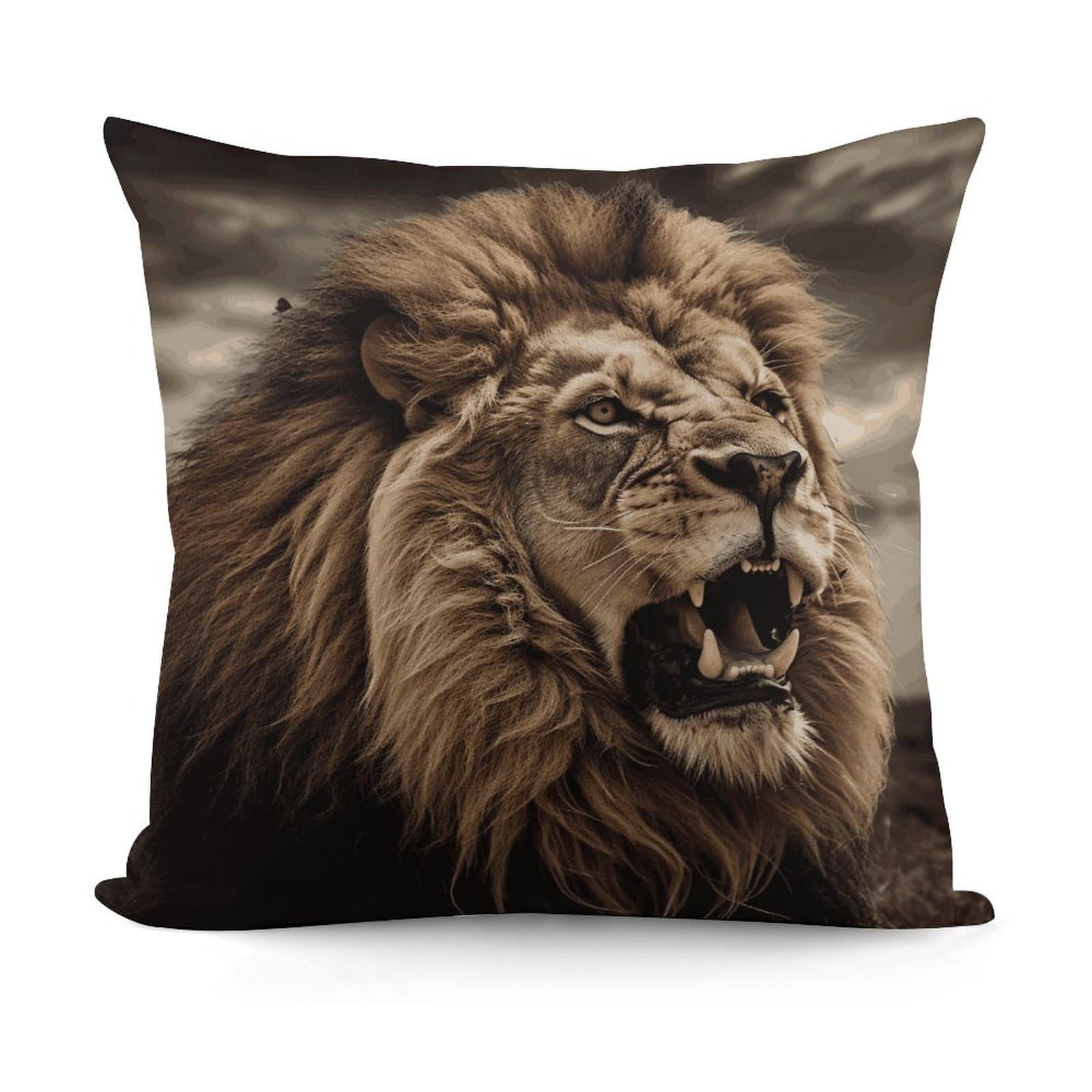 VstaDank Angry Lion Throw Pillow Covers 18x18 Inch Soft Couch Home Decor Cushion Cover Comfortable Plush Square Cushion Case Farmhouse Decorative Pillowcase for Living Couch