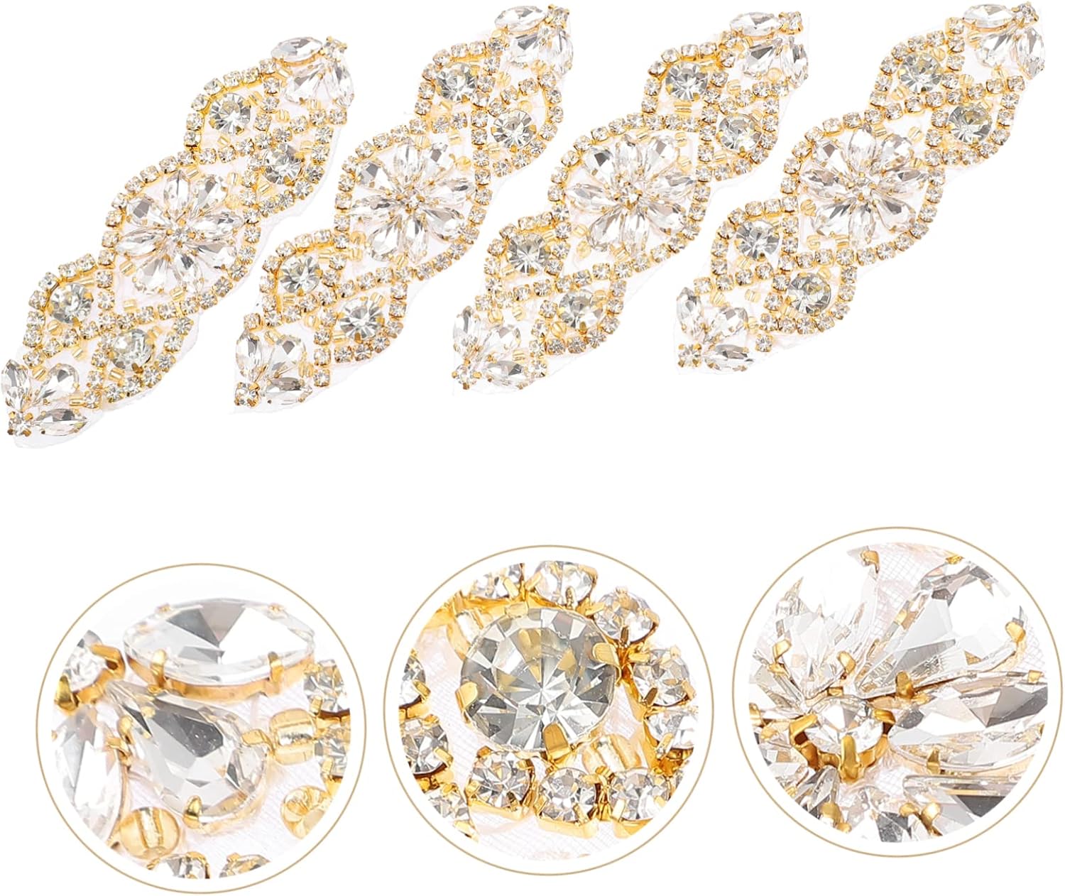 4Pcs Adhesive Rhinestone Appliques for Dress Belts Sparkly Iron Patches for Clothing Repair and Embellishment Unique Designs to Enhance Your Style