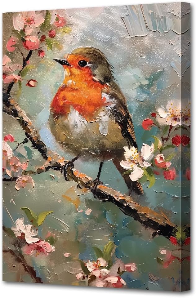 LURENCZH Rustic Country Canvas Wall Art Wild Duck Flying Pictures Prints Farmhouse Animal Paintings for Living Room Bedroom Bathroom Wall Decor Framed(Animal-5,12.00" x 18.00")