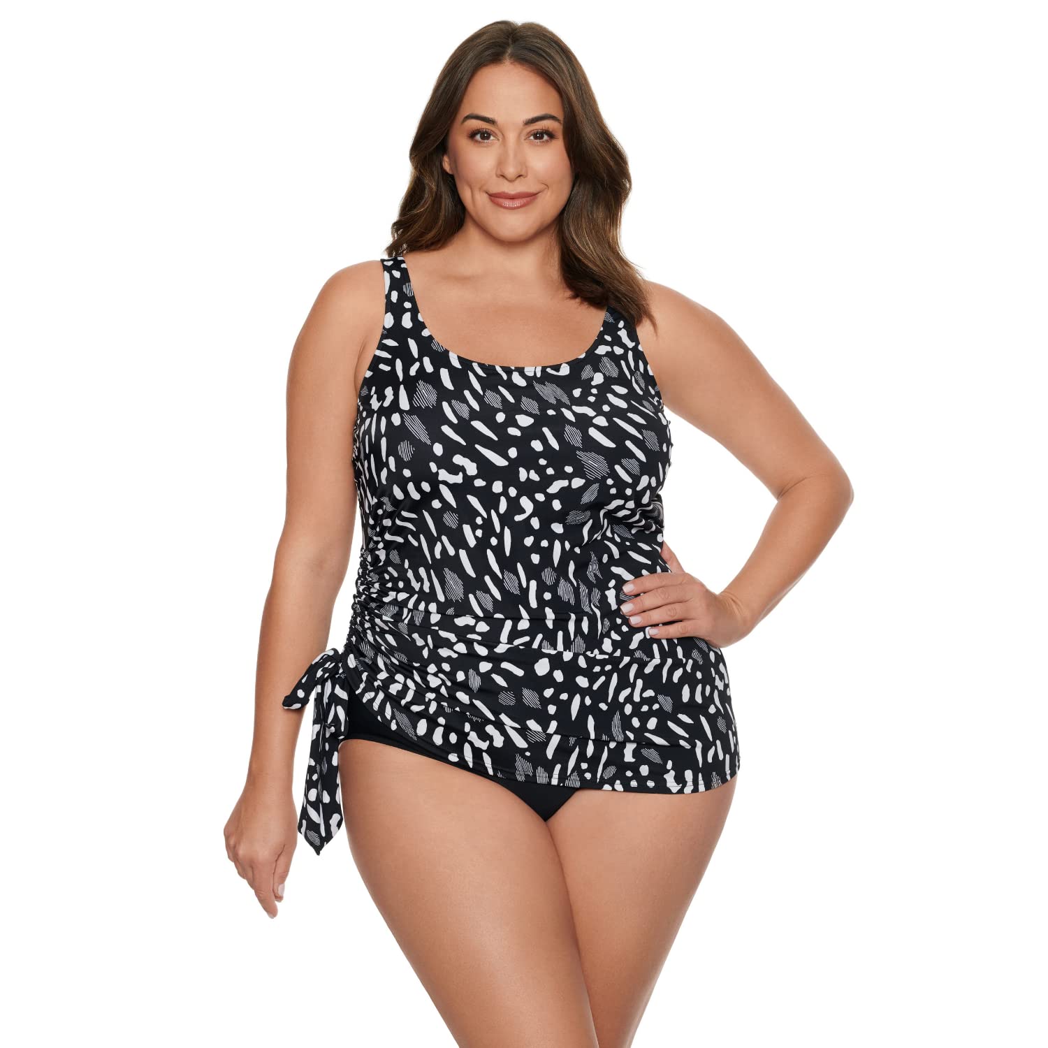 Women's One-Piece Swimsuit- Fauxkini Style - Jungle Dot