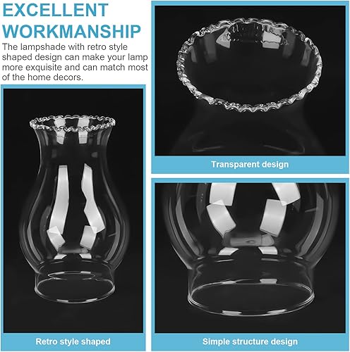 Miniatura 7 de Piezas de lámpara de aceite, lámpara de vidrio con capucha para chimenea de aceite de chimenea de huracán de repuesto de vidrio transparente de 3