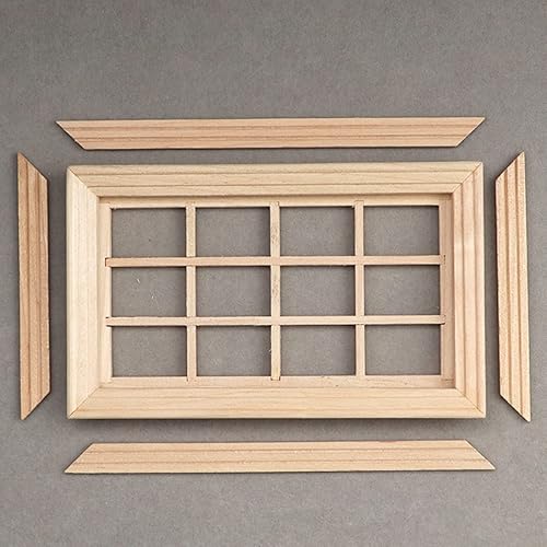 Miniatura 4 de Toyvian Ventanas en miniatura para manualidades 1 12 Escala casa de muñecas de madera Marco de ventana Figuritas - Mini casa de bricolaje Escenas en
