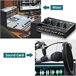 4 Channel Headphone Amplifier with 3 Input Mute & Audio Mixer, Mono/Stereo Audio Amplifier, Ultra-Compact Headphone Amp Splitter 1/4" & 1/8" TRS Output for Studio and Stage with Power Adapter