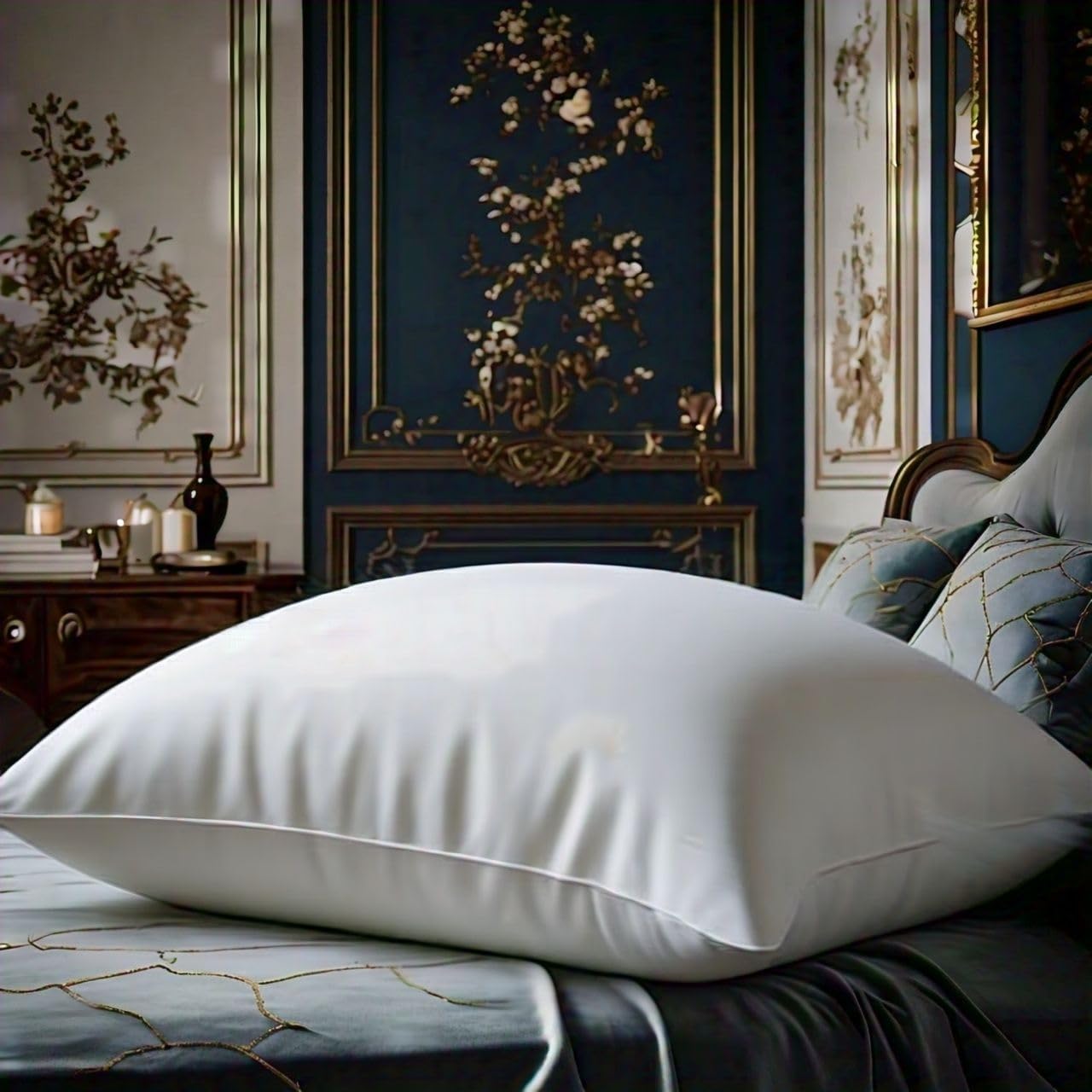 Continental Bedding Luxury Down, 100% Polish Goose Down Pillow, White, Queen