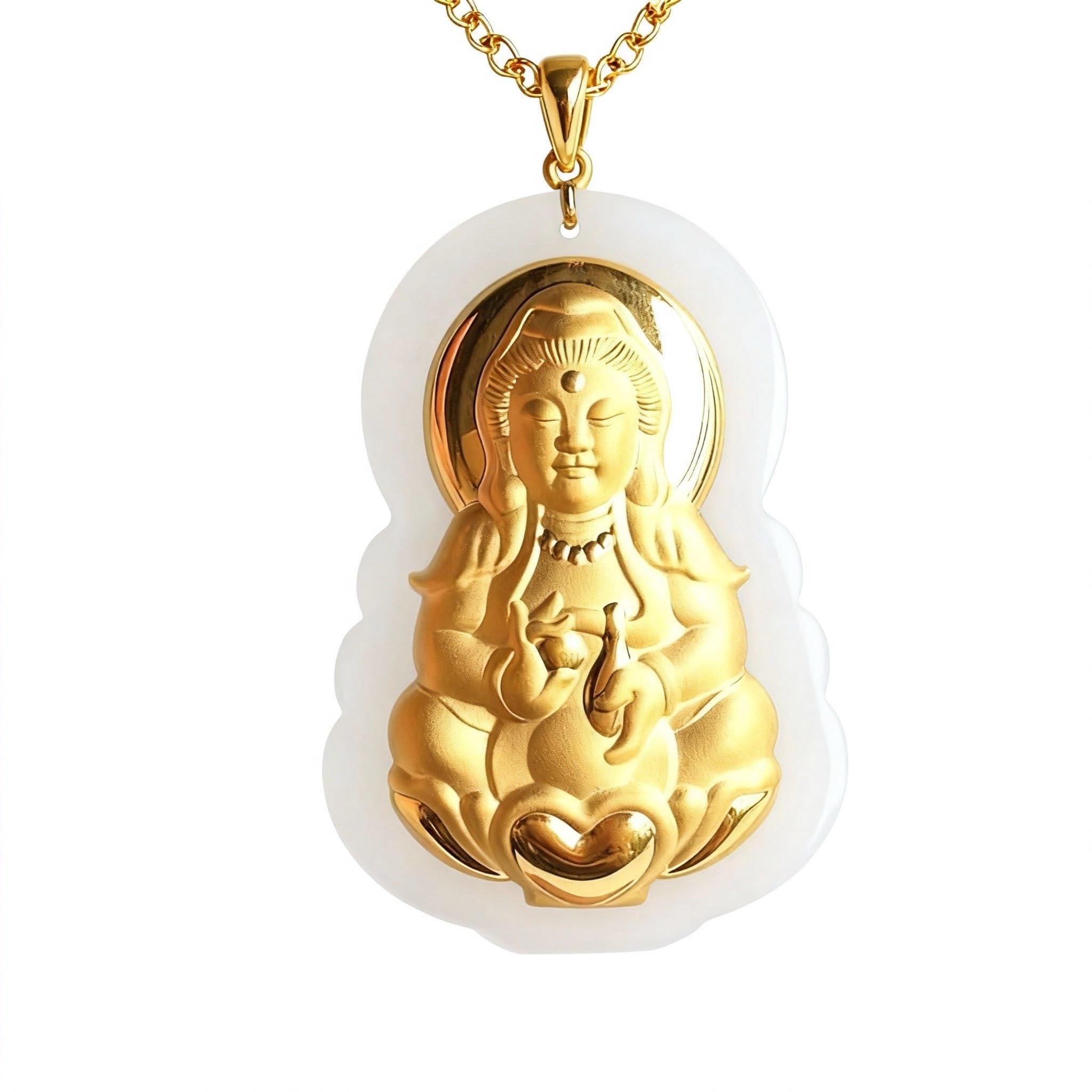 Amazon | BDRIUOCNE Buddism ネックレス 笑う 仏陀観音 24K金メッキ