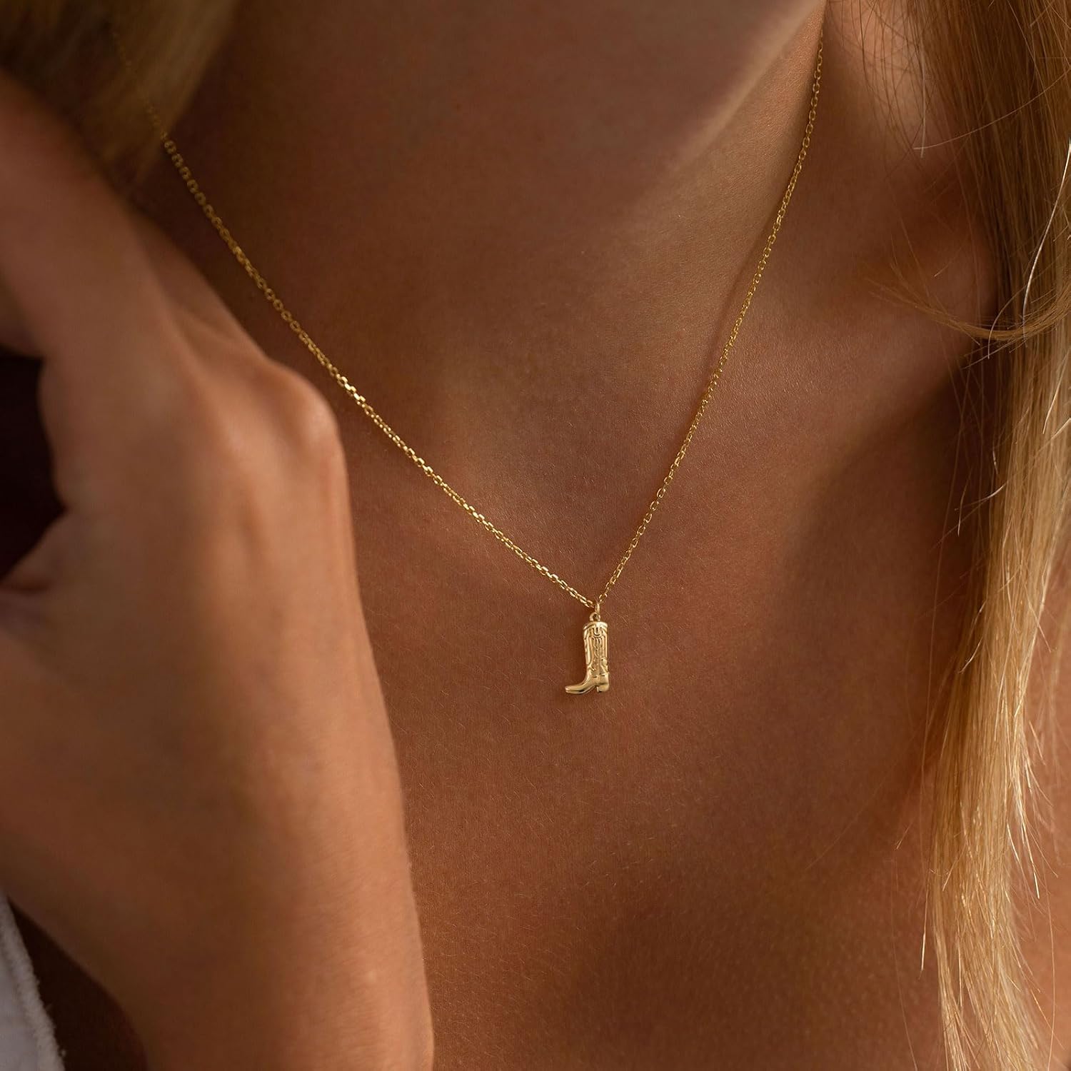VRIUA Gold Necklace for Women - 14K Gold Plated Dainty Italian Horn Star of David Butterfly Bow Sun Lotus Volleyball Baseball Cowboy Boots Necklace Jewelry Everyday for Women - Image 3