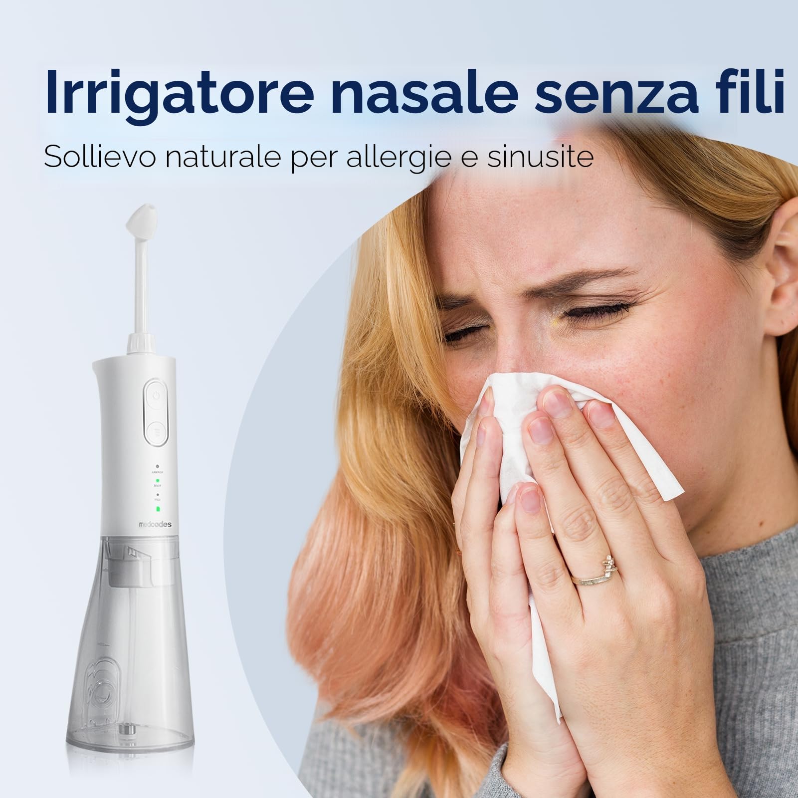 Sistema di Lavaggio Nasale Elettrico Aggiornato, Macchina per Risciacquo Sinusale con 30 Buste di Sale