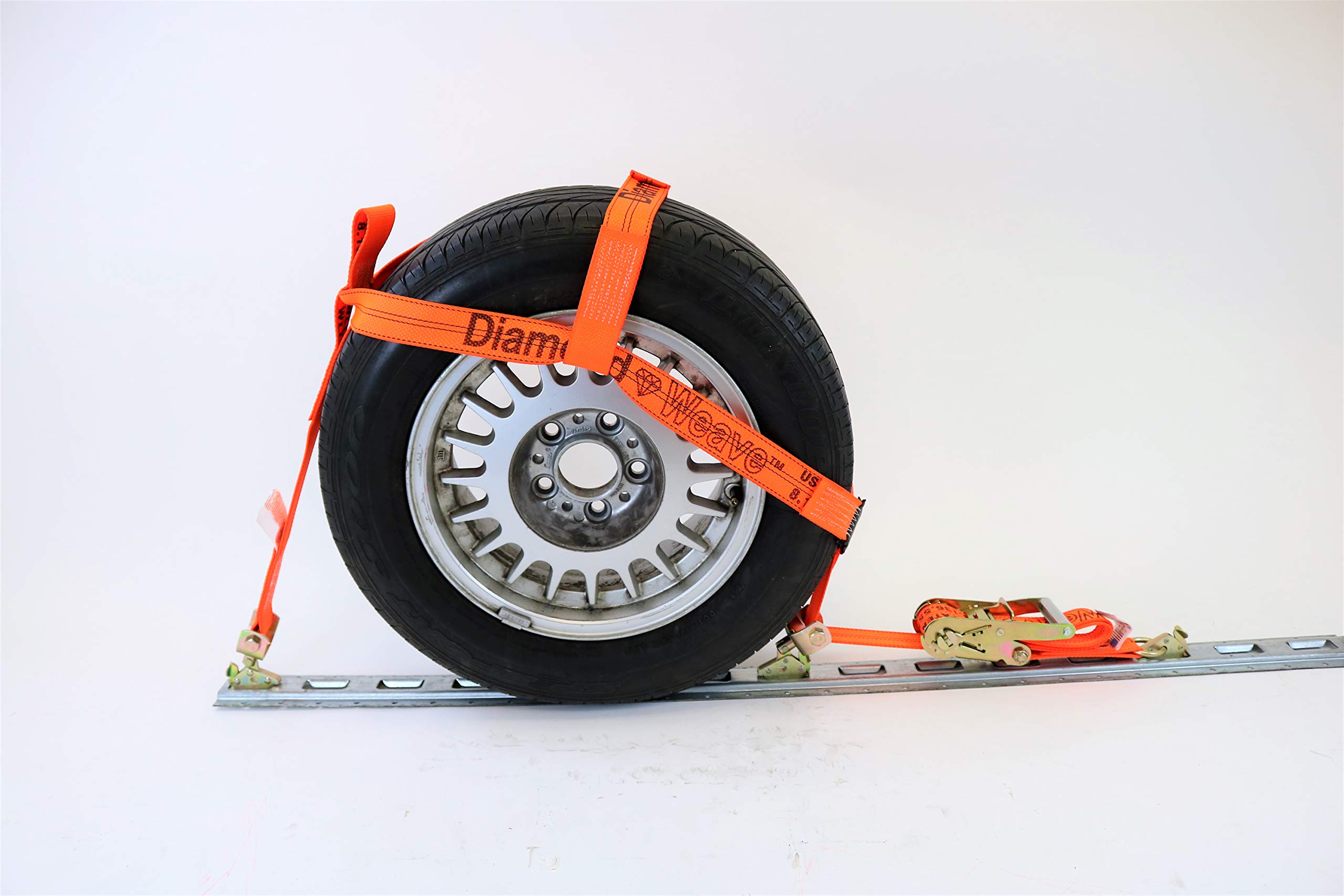 4 Pack Orange Diamond Weave Fully Adjustable Tire Bonnet with Double E Track Swivel for UTV and ATV