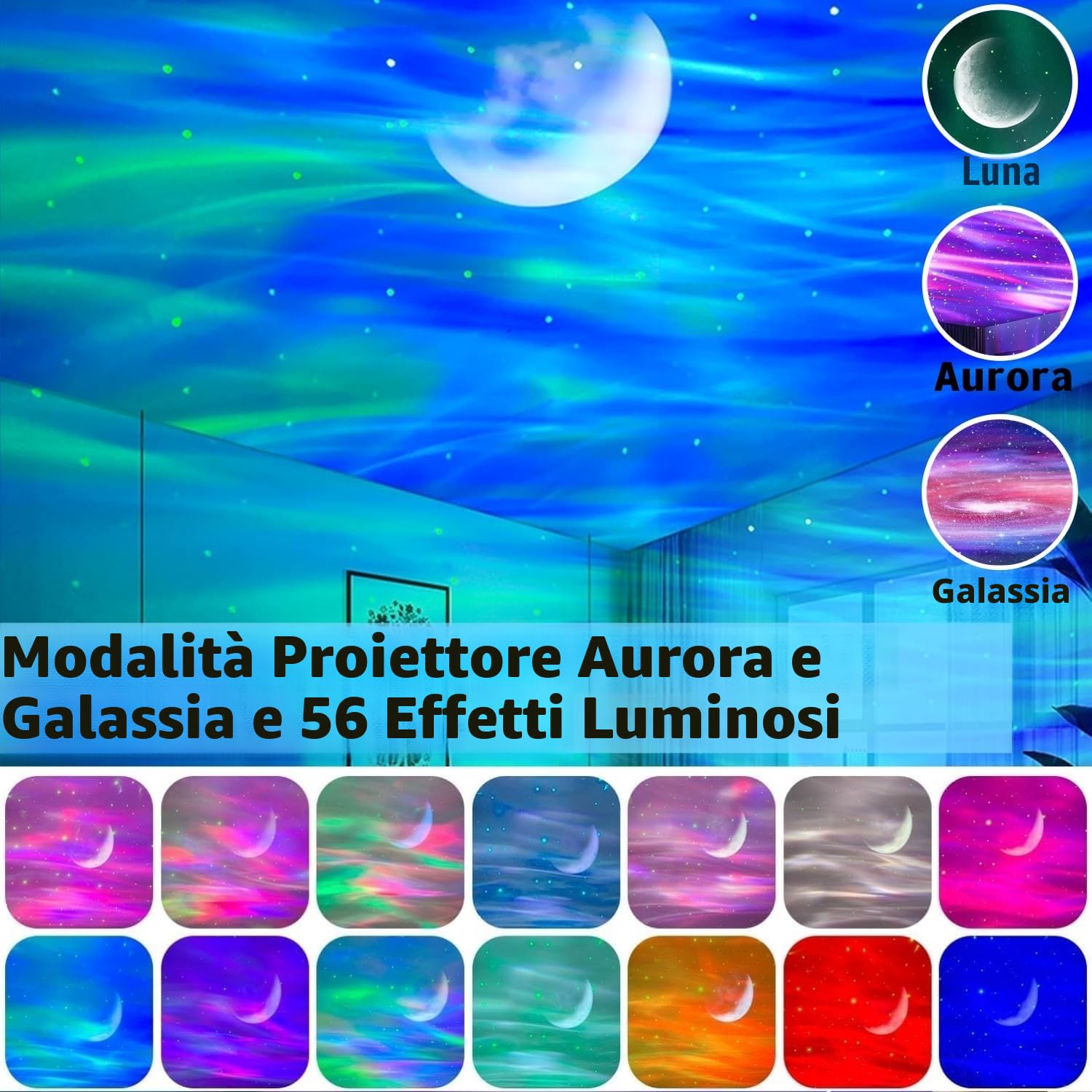 Aurora borealis Star Proiettore con timer e telecomando, altoparlante Bluetooth, per camera da letto, San Valentino, festa, compleanno, luce notturna