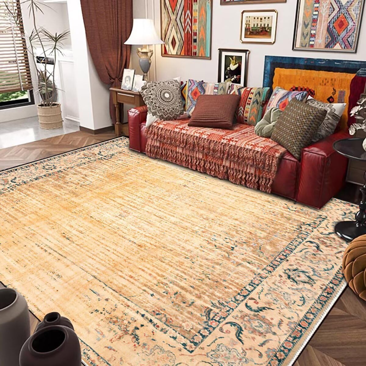 Modern Abstract Entryway Rug Indoor 2x3 ft Washable Rug Non-Slip Soft Small Area Rug Yellow Kitchen Mats Floor Carpet Entrance Bedroom Home Decor