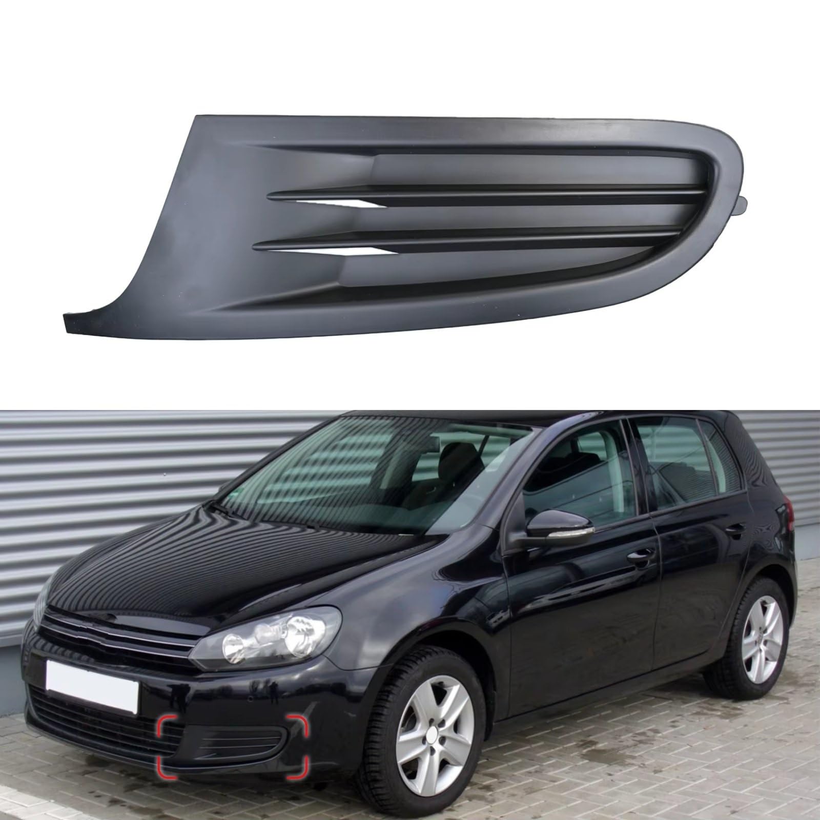 Rejilla Faros Antiniebla Compatible Con Para Golf MK6 2009 2010 2011 2012 Rejilla Inferior Delantera Izquierda Derecha Para Faro Antiniebla Sin Orificios Accesorios(Left)