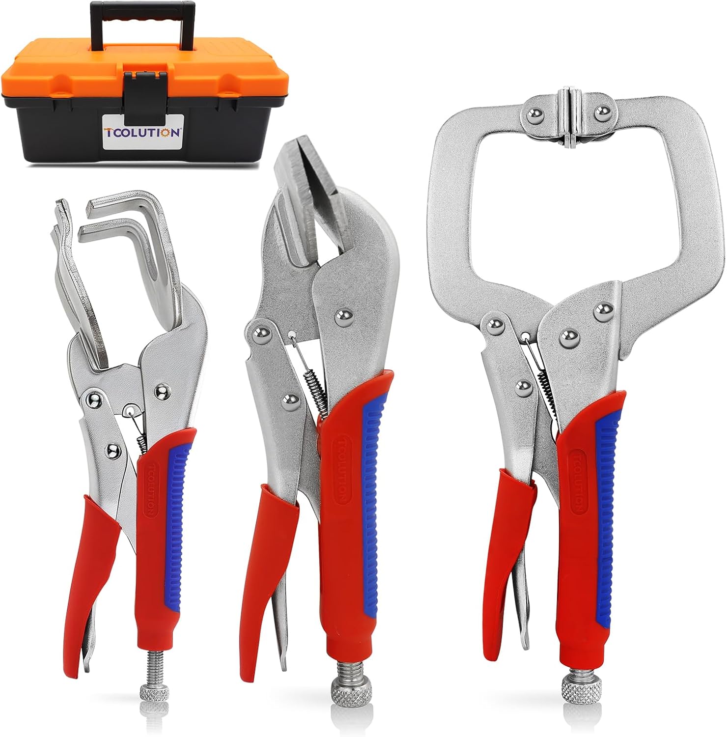 Locking Pliers Set 3-Pack, Welding & Metalworking Kit with 11" C-Clamp, 10" Duckbill & U-Shape Jaws for Sheet Metal Bending, Auto Repair, Fabrication
