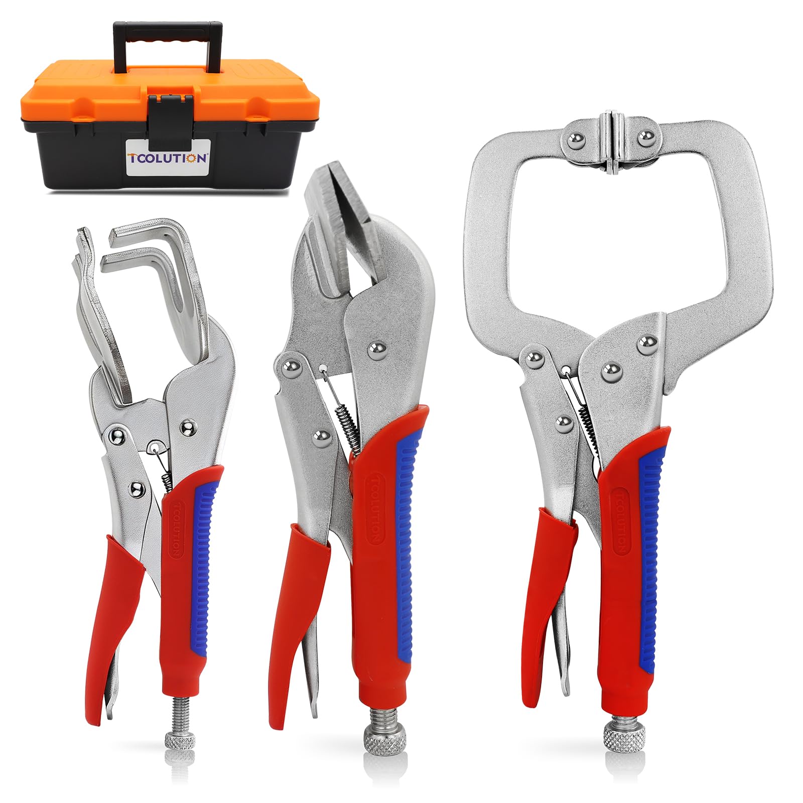 3-tlg. Gripzangen-Set für Schweißer – Profi-Metallbau-Kit mit 11" C-Klemme, 10" Breitmaul-Gripzange & 10" U-Form Feststellzange – Cr-V