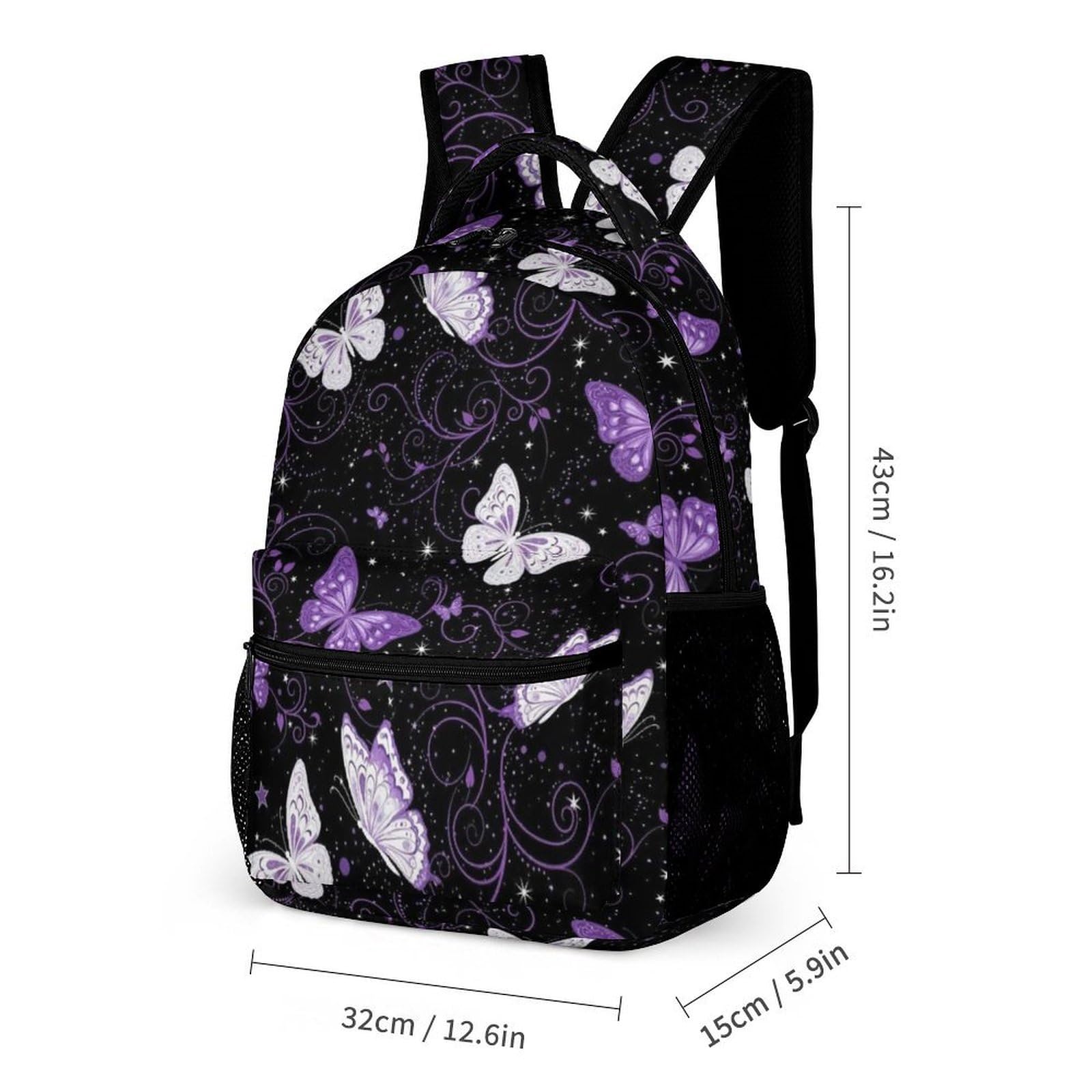 Ensemble sac à dos de voyage avec sac à lunch et trousse de maquillage, violet papillon, boîte et rangement