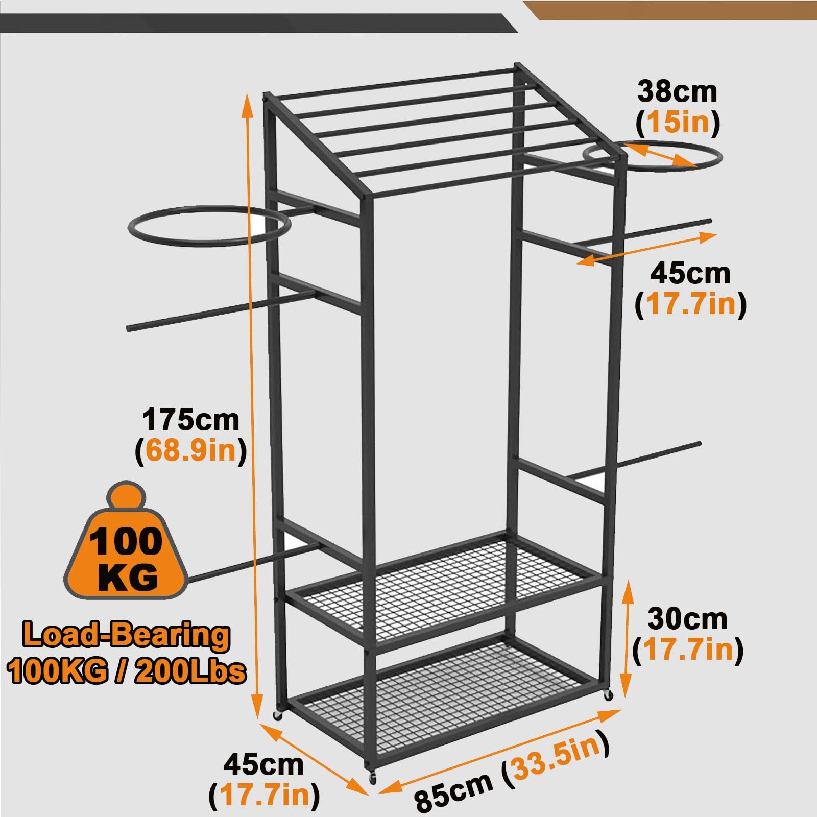 Pool Float Storage Holder with Towel Rack, Moveable Pool Equipment Organizer Cart - for Summer Outdoor Swimming Ring/Goggles/Beach Balls(3pack)