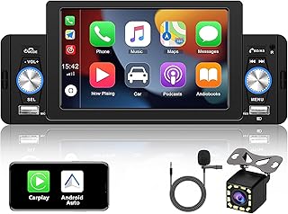 CAMECHO 5 Inch Single Din Car Stereo with Apple Carplay Android Auto, Touch Screen Bluetooth Car Radio with Backup Camera, Remote Control, Support Mirror Link, FM Radio, Car Audio, Fast Charging