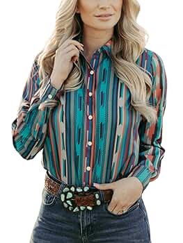 ChiyeeKiss Womens Aztec Pearl Snap Shirts Rodeo Western Show