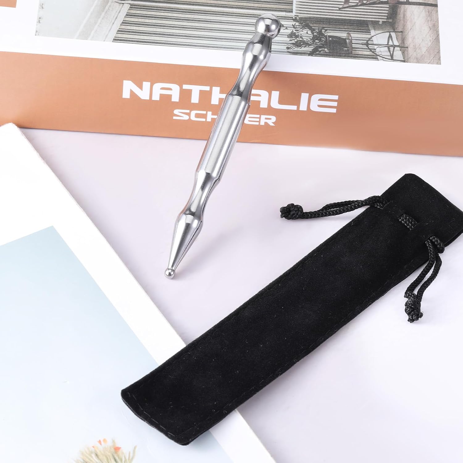 Massage Pen, Stainless Steel Manual Acupressure Stick Pressure Point Massager Tools Full Body Release Tool Deep Tissue Self-Massage Tools for Muscle Tension, Pain Relief