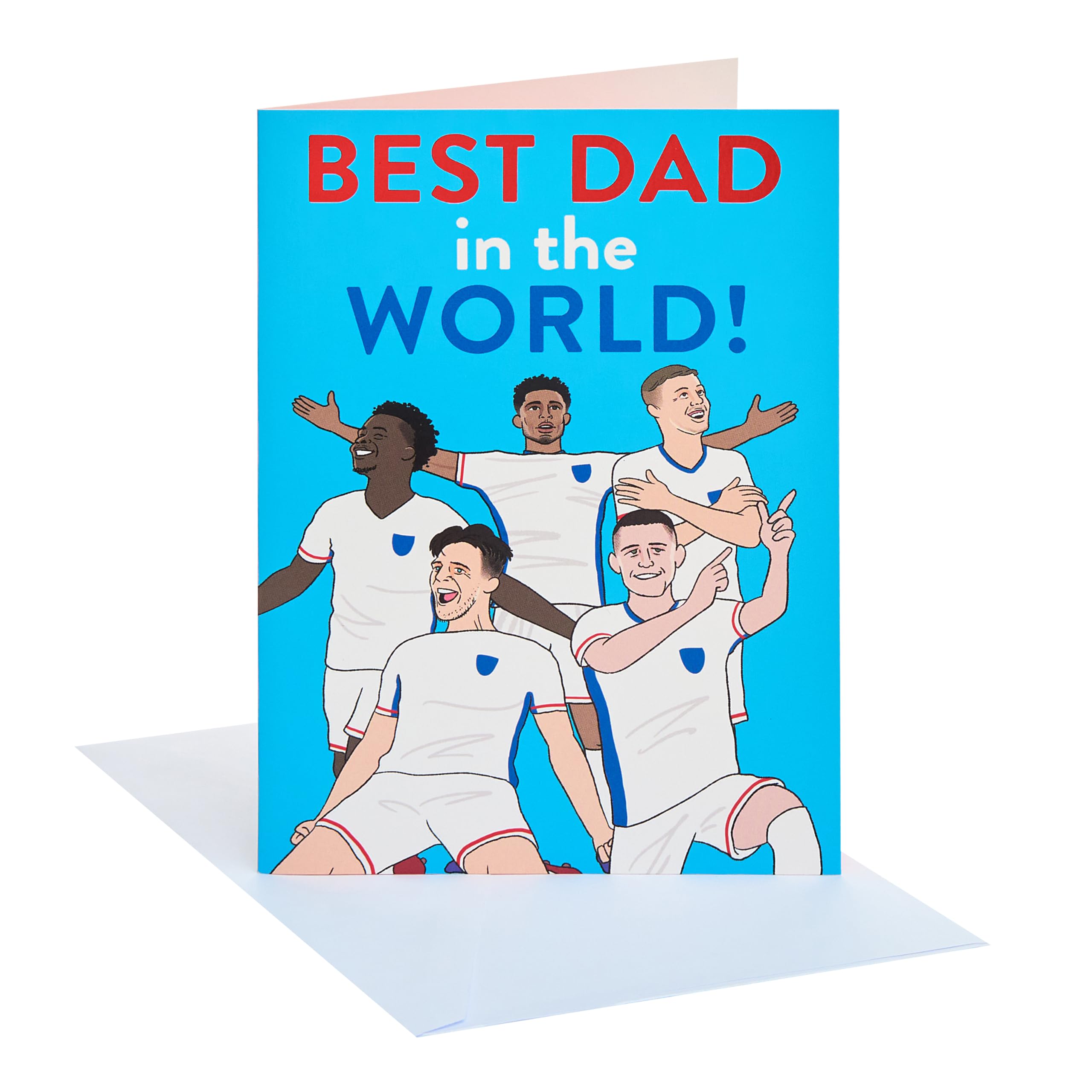 UK Greetings | Father's Day Card for Dad | Card for Dad, Grandad, Husband | Him, Boys, Men | Best Dad England Team Design | With Envelope | 12.7 x 17.8 cm
