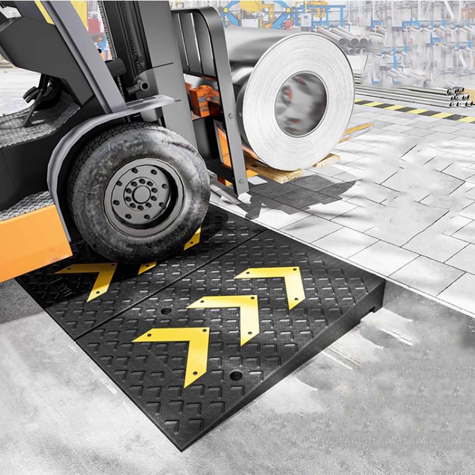 Rampa de acera portátil de Goma para entradas de vehículos, Resistente, para sillas de Ruedas, Scooters, Motocicletas, automóviles, aceras, muelles de Carga (elevación de 18 cm)
