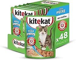 Pack Ração Úmida Kitekat Sachê Peixe ao Molho para Gatos Adultos 70 g - 48 unidades
