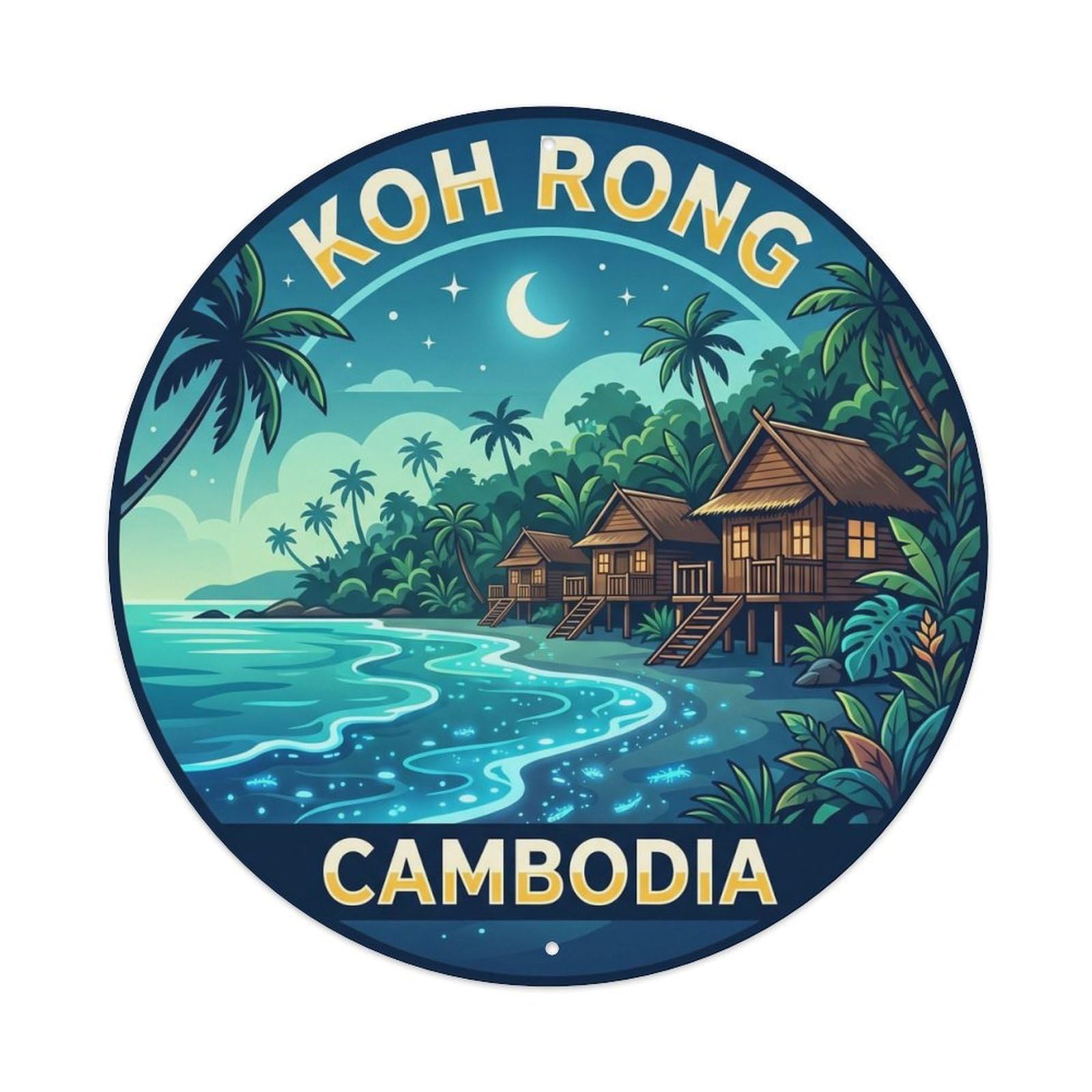 Retro Cambodia Koh Rong Island Coastal Travel Metal Tin Sign