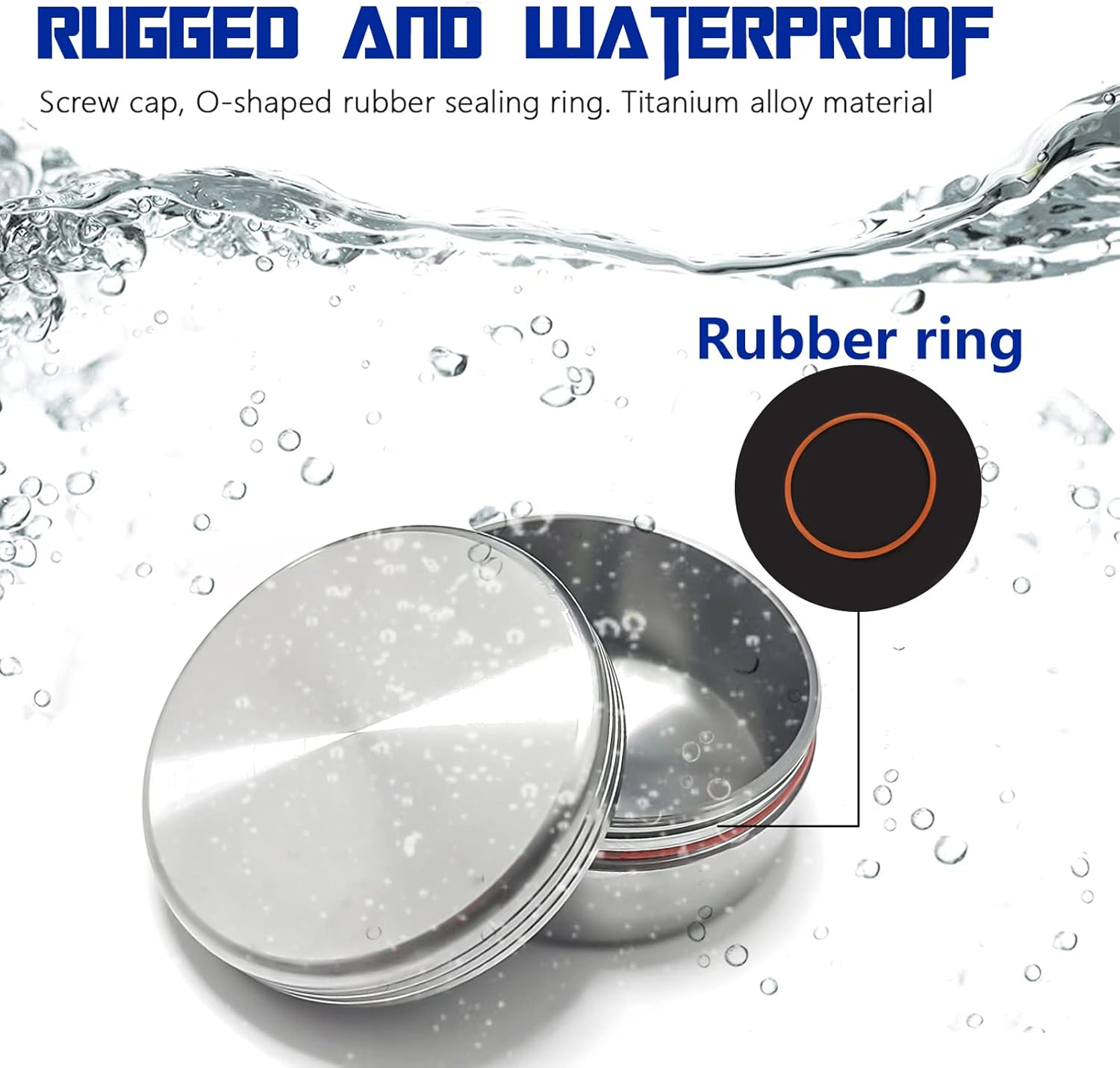 Titanium Waterproof Pill Case EDC Urgency Capsule Case Pocket Metal Box Camping Tiny Case, Silver